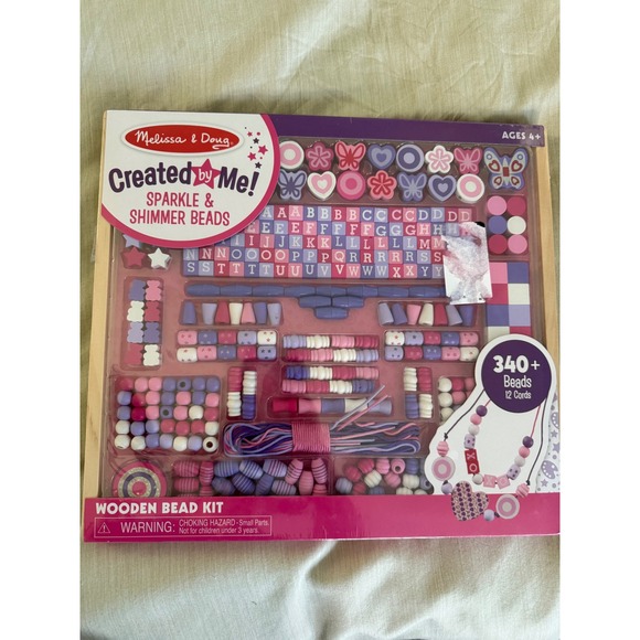 Melissa & Doug Other - Melissa & Doug Wooden Bead Kit Sparkle Shimmer Beads 340+ Pieces New Sealed